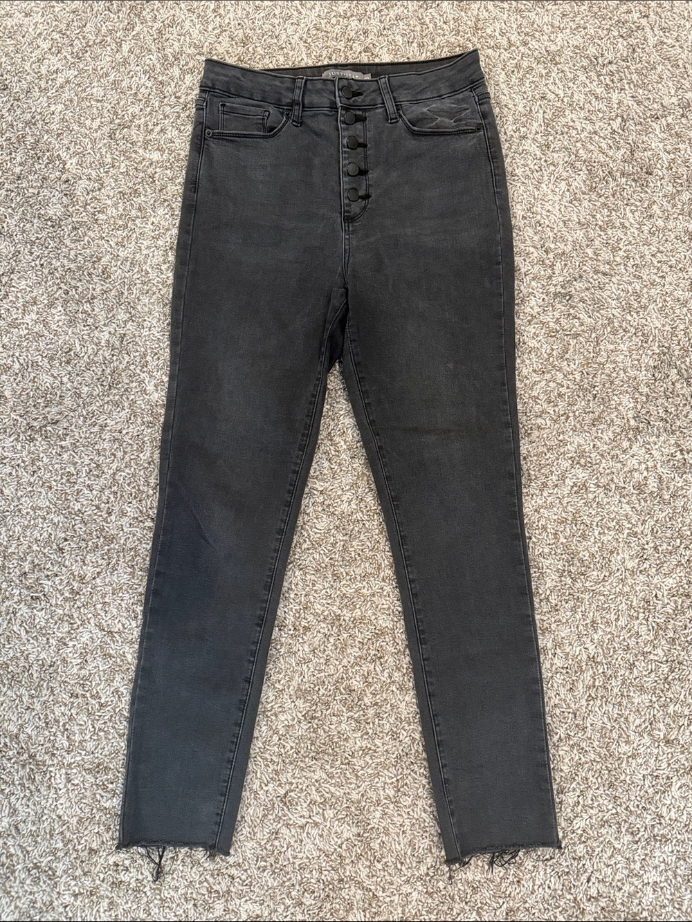 Just USA High-Rise Button-Fly Black Jeans